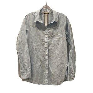 Athleta Marinwood Shirt Women’s Small Stripe Blue Chambray Top Button Down